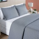 Ver imagem 2 de Kit Cobre Leito Espanha Casal Queen 03 Peças Micropercal 200 Fios Matelado White Line - Cinza