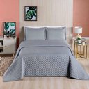 Ver imagem 3 de Kit Cobre Leito Espanha Casal Queen 03 Peças Micropercal 200 Fios Matelado White Line - Cinza