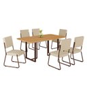 Ver imagem 2 de Conjunto Sala de Jantar Mesa 160x90cm Base Lunna Tampo MDF Napoli Marrom/Creme
