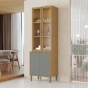 Ver imagem 1 de Cristaleira Colors 4 Portas 100% Mdf com Vidro Freijó/moss - Kits Paraná