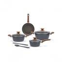 Ver imagem 1 de Jogo de Panelas Brinox Antiaderente Ceramic Life 6 Peças Marble Wood com Indução Cinza Escuro