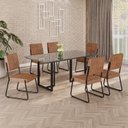 Ver imagem 1 de Conjunto Sala de Jantar Mesa 160x90cm Base Lunna Tampo MDF Laca com Vidro Napoli Preto/Marrom