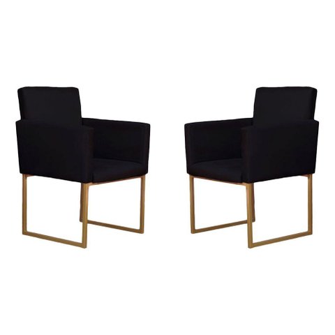 Conjunto 02 Poltronas para Recepção e Sala Klara Suede Preto