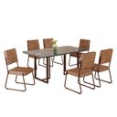 Ver imagem 2 de Conjunto Sala de Jantar Mesa 160x90cm Base Lunna Tampo MDF Laca com Vidro Napoli Marrom