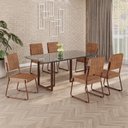 Ver imagem 1 de Conjunto Sala de Jantar Mesa 160x90cm Base Lunna Tampo MDF Laca com Vidro Napoli Marrom