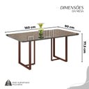 Ver imagem 3 de Conjunto Sala de Jantar Mesa 160x90cm Base Lunna Tampo MDF Laca com Vidro Napoli Marrom