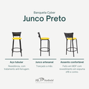 Ver imagem 3 de Kit 3 Banquetas para Balcão Cozinha Gourmet Junco Preto Bancada Ilha Banco 60cm Itagold