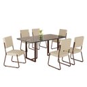 Ver imagem 2 de Conjunto Sala de Jantar Mesa 160x90cm Base Lunna Tampo MDF Laca com Vidro Napoli Marrom/Creme