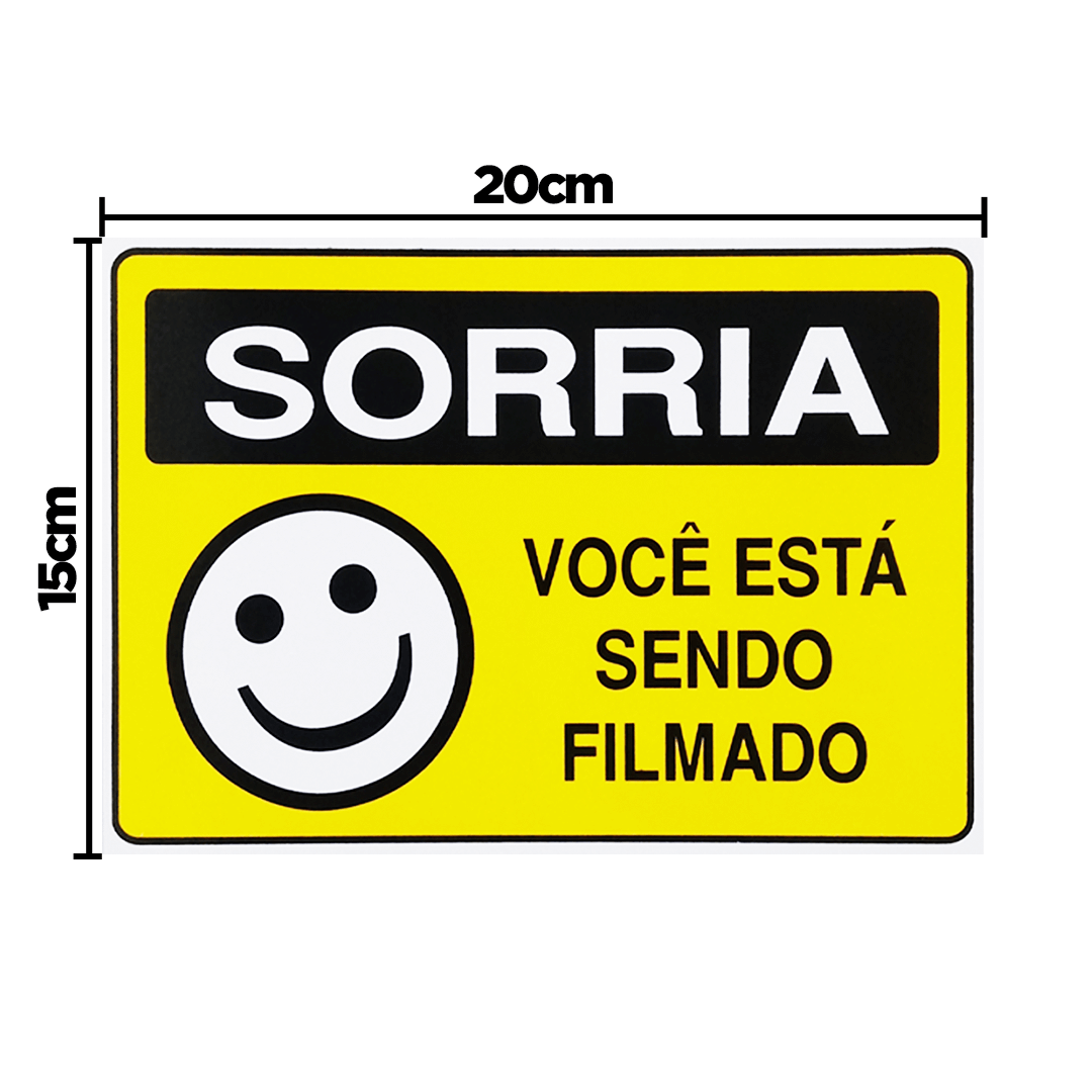 Combo 3 Placas De Sinalização Sorria Você Está Sendo Filmado 20x15 Acesso - P-25 F9e - 2