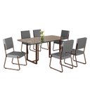 Ver imagem 2 de Conjunto Sala de Jantar Mesa 160x90cm Base Lunna Tampo MDF Laca com Vidro Napoli Marrom/Grafite