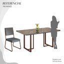 Ver imagem 5 de Conjunto Sala de Jantar Mesa 160x90cm Base Lunna Tampo MDF Laca com Vidro Napoli Marrom/Grafite