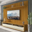 Ver imagem 1 de Rack com Painel Ripado para Tv até 90 Polegadas 3 Gavetas com Rodízios Requinte/nobre Clean 100% MDF