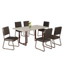 Ver imagem 2 de Conjunto Sala de Jantar Mesa 160x90cm Base Lunna Tampo MDF Laca com Vidro Napoli Marrom/Preto