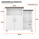 Ver imagem 6 de Armário Multiuso de Cozinha com Rodízios 2 Portas e Nichos para Cantinho do Café - Branco e Preto
