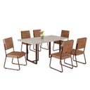 Ver imagem 2 de Conjunto Sala de Jantar Mesa 160x90cm Base Lunna Tampo MDF Laca com Vidro Napoli Marrom