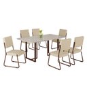 Ver imagem 2 de Conjunto Sala de Jantar Mesa 160x90cm Base Lunna Tampo MDF Laca com Vidro Napoli Marrom/Creme