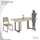 Ver imagem 5 de Conjunto Sala de Jantar Mesa 160x90cm Base Lunna Tampo MDF Laca com Vidro Napoli Marrom/Creme