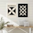 Ver imagem 2 de Kit 2 Quadros Bauhaus Flores - Preto e Bege 24x18cm:madeira Preta