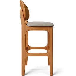 Kit 5 Banquetas Alta Bar Cozinha Jantar Betta L02 Imbuia Couríssimo Whisky Linho Bege - Lyam Decor - 7