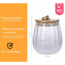 Ver imagem 2 de Pote de Vidro Riscas com Tampa de Bambu 600ml