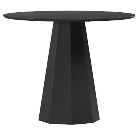 Mesa de Jantar 100x100 Cm Isis com Vidro Preto – New Ceval