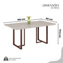 Ver imagem 3 de Conjunto Sala de Jantar Mesa 160x90cm Base Lunna Tampo MDF Laca com Vidro Napoli Marrom/Grafite