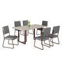Ver imagem 2 de Conjunto Sala de Jantar Mesa 160x90cm Base Lunna Tampo MDF Laca com Vidro Napoli Marrom/Grafite