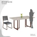 Ver imagem 5 de Conjunto Sala de Jantar Mesa 160x90cm Base Lunna Tampo MDF Laca com Vidro Napoli Marrom/Grafite
