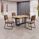 Ver imagem 1 de Conjunto Sala de Jantar Mesa 120x90cm Base Pérola Tampo MDF Napoli Preto/Marrom
