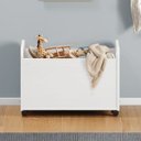 Ver imagem 2 de Baú Brinquedos Organizador Rodinhas Madeira Benjamin Branco Idimex