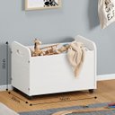 Ver imagem 3 de Baú Brinquedos Organizador Rodinhas Madeira Benjamin Branco Idimex