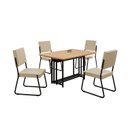 Ver imagem 2 de Conjunto Sala de Jantar Mesa 120x90cm Base Pérola Tampo MDF Napoli Preto/Creme