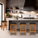 Ver imagem 4 de Banqueta Alta Decorativa Lívia para Balcão Cozinha Base em Madeira Suede Preto