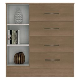 Guarda Roupa Solteiro 3 Portas e Cômoda 4 Gavetas e 1 Porta Lite Carvalho Oak – Móveis Leão - 6