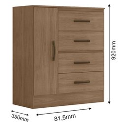 Guarda Roupa Solteiro 3 Portas e Cômoda 4 Gavetas e 1 Porta Lite Carvalho Oak – Móveis Leão - 7