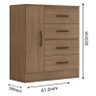 Guarda Roupa Solteiro 3 Portas e Cômoda 4 Gavetas e 1 Porta Lite Carvalho Oak – Móveis Leão - 7