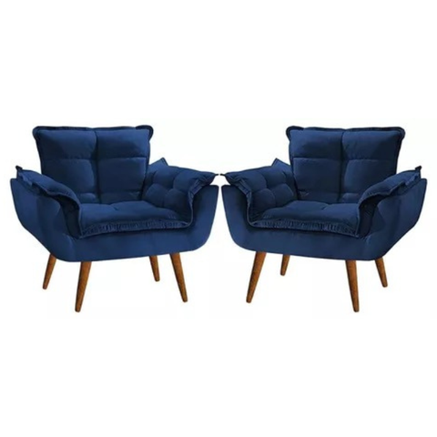 Kit 2 Poltronas Decorativa Recepção Clinica Opala Suede - Twdecora