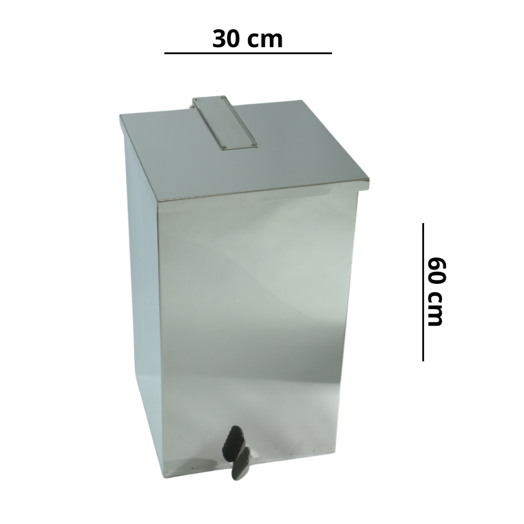 Lixeira Quadrada Pedal 50l de Aço Inox - 2