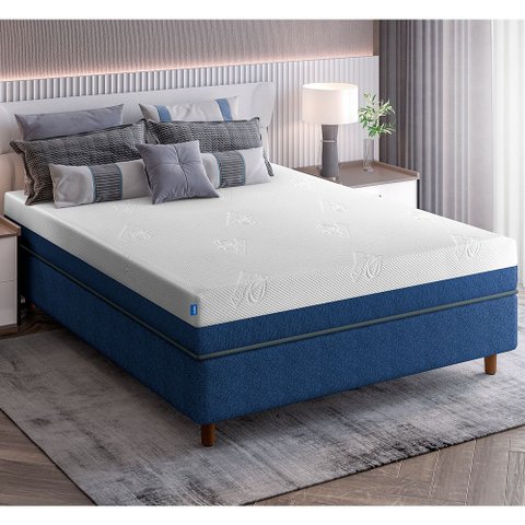 Colchão na Caixa Casal King Tradição 193x203 Branco Azul D28 Umaflex