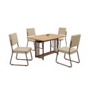 Ver imagem 2 de Conjunto Sala de Jantar Mesa 120x90cm Base Pérola Tampo MDF Napoli Marrom/Creme