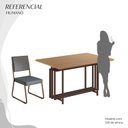 Ver imagem 5 de Conjunto Sala de Jantar Mesa 120x90cm Base Pérola Tampo MDF Napoli Marrom/Grafite