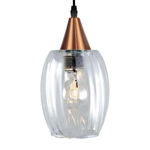 Lustre Pendente Taschibra Badih Pp Canelado E27 Transparente Bivolt Cobre