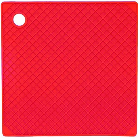 Descanso de Panela Quadrado de Silicone Vermelho 18x18 cm - Mimo Style - SN13282