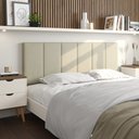 Ver imagem 1 de Cabeceira Casal Painel Estofada Suede Para Cama Box 1,4m: Bege