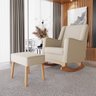 Poltrona Amamentação Aquila Balanço com Puff Suede Cru Ideal Moveis - 1