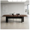 Ver imagem 1 de Mesa de Reunião Diretoria Abaulada - 3,20x1,20m - Workstart - Marsala/Preto - 21017