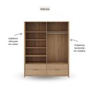 Ver imagem 4 de Guarda-Roupa 4 Portas 4 Gavetas Madeira Maciça Nest Marrom/Tauari