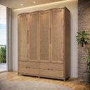 Ver imagem 1 de Guarda-Roupa 4 Portas 4 Gavetas Madeira Maciça Nest Marrom/Tauari