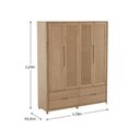 Ver imagem 3 de Guarda-Roupa 4 Portas 4 Gavetas Madeira Maciça Nest Marrom/Tauari