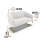 Ver imagem 3 de Sofá Namoradeira 2 Lugares Base Industrial Dourado Stella Bouclê D03 - D'Rossi Cor Off White
